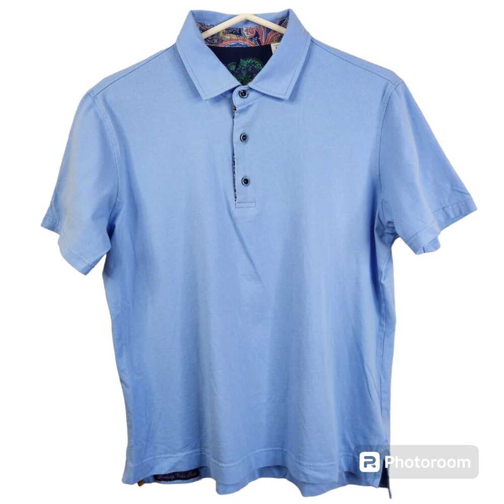 Robert Graham Baby Blue Minimalist Short Sleeve Polo Shirt Medium